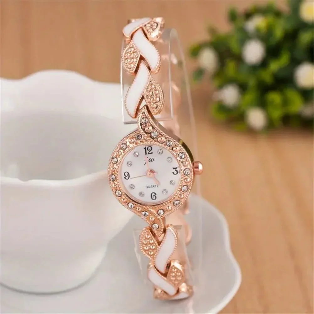 Beautiful Sparkling Ladies Rose Gold Watch with Heart Design Band Stones Bling